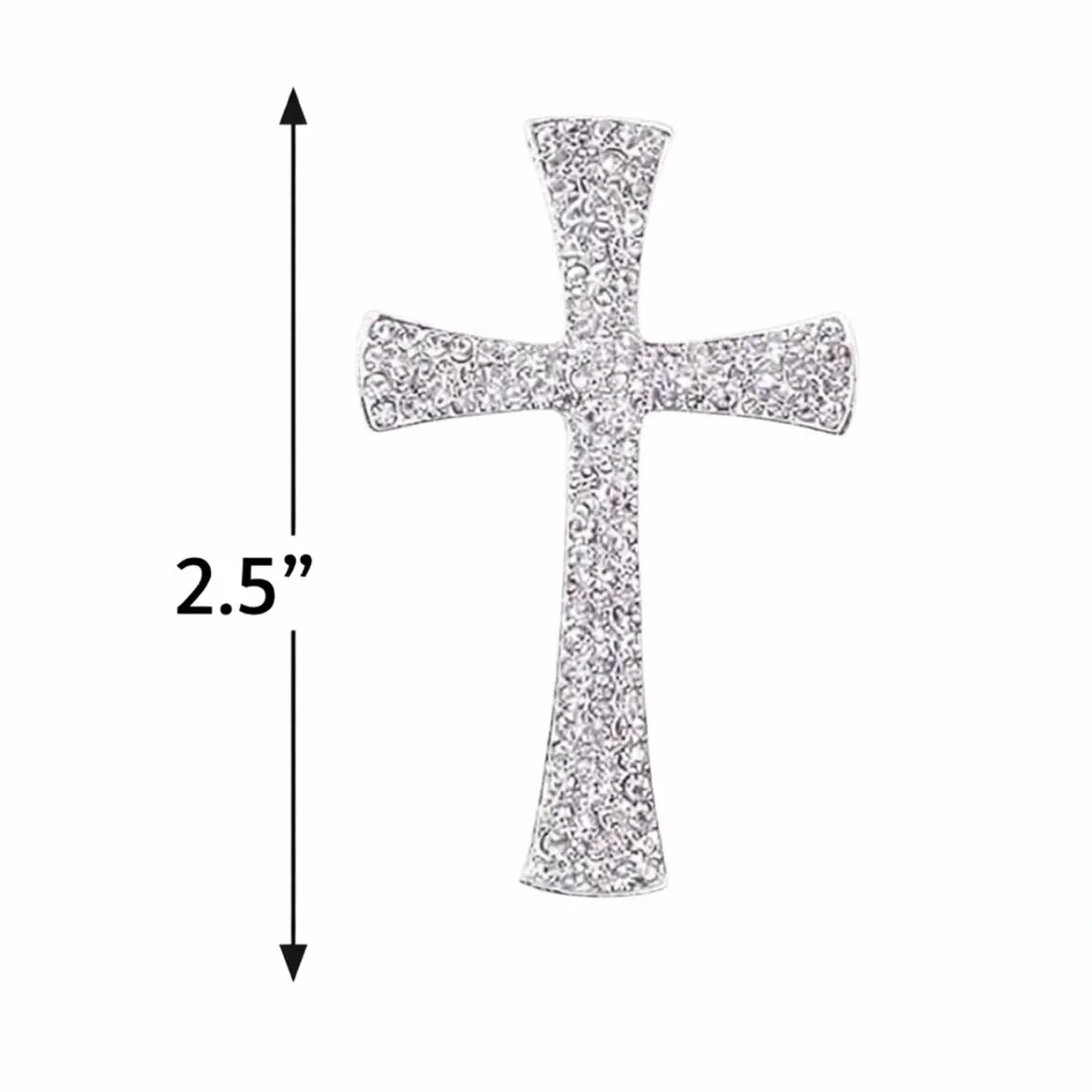 Silver Rhinestone Cross Brooch Vintage Gothic Goth Sparkling Crystal Pin New